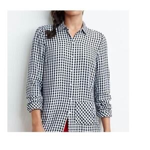 J. Jill Plaid Black & White Button down Women’s Top Front pocket Size‎ Large